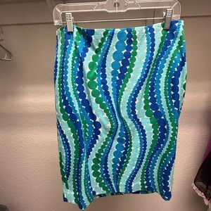 Talbots Vibrant Blue and Green Patterned Skirt